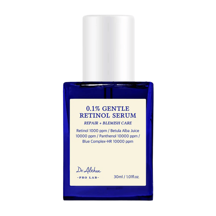 Produktbild av Dr. Althea 0.1% Gentle Retinol Serum – ett milt retinolserum som främjar hudens återhämtning, jämnar ut hudtonen och reducerar orenheter.