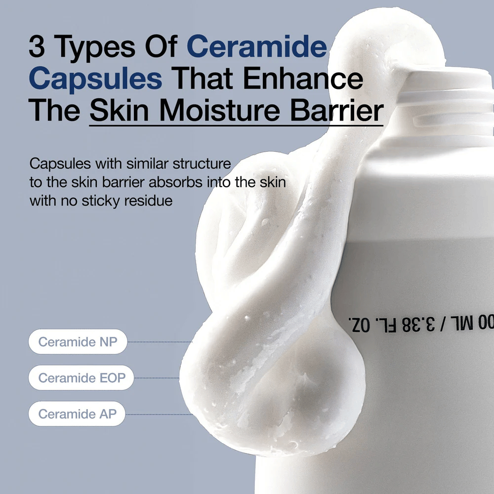 Anua 3 Ceramide Panthenol Cream with three types of ceramide capsules that protect the skin's moisture barrier without stickiness.