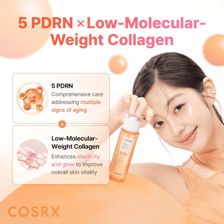 COSRX 5 PDRN Collagen Intense Vitalizing Serum with low molecular weight collagen that gives firmer skin, radiance, and an anti-aging effect