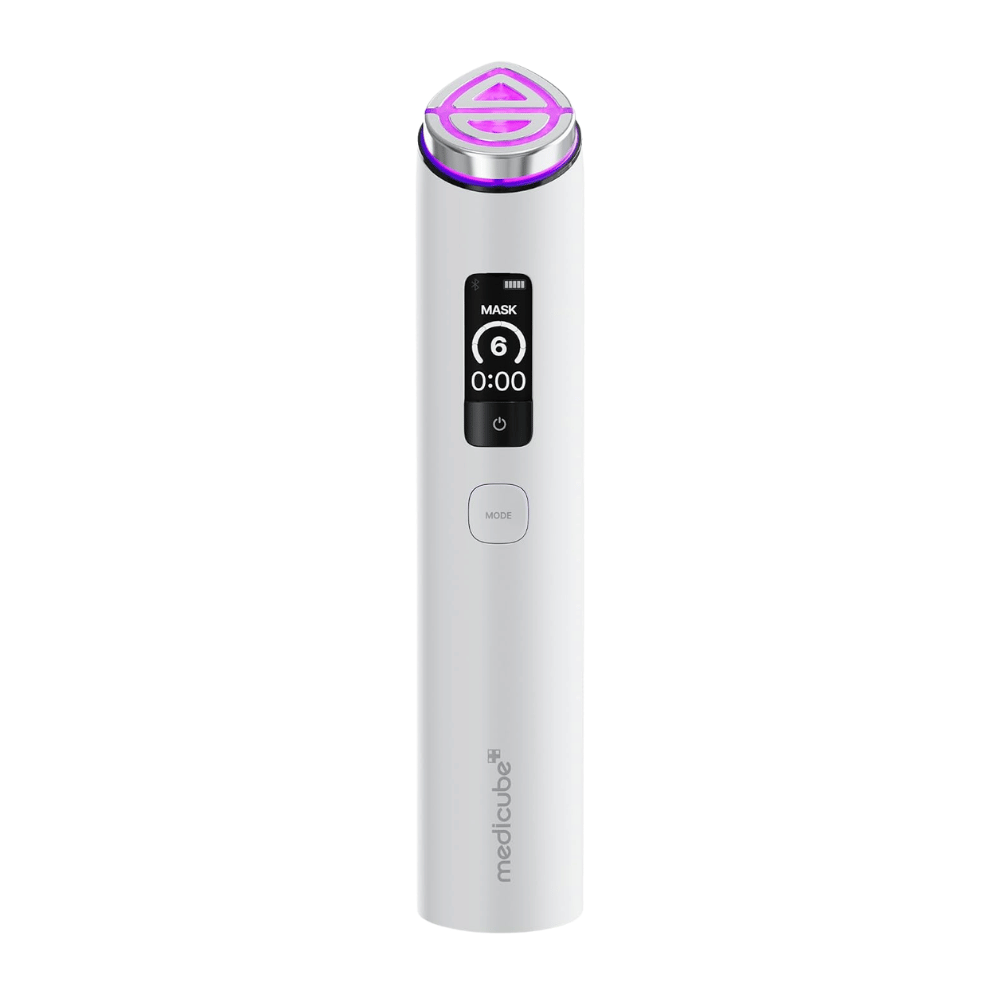 medicube AGE-R Booster Pro X2 White electric skincare device with Mask Mode for increased absorption of skincare products