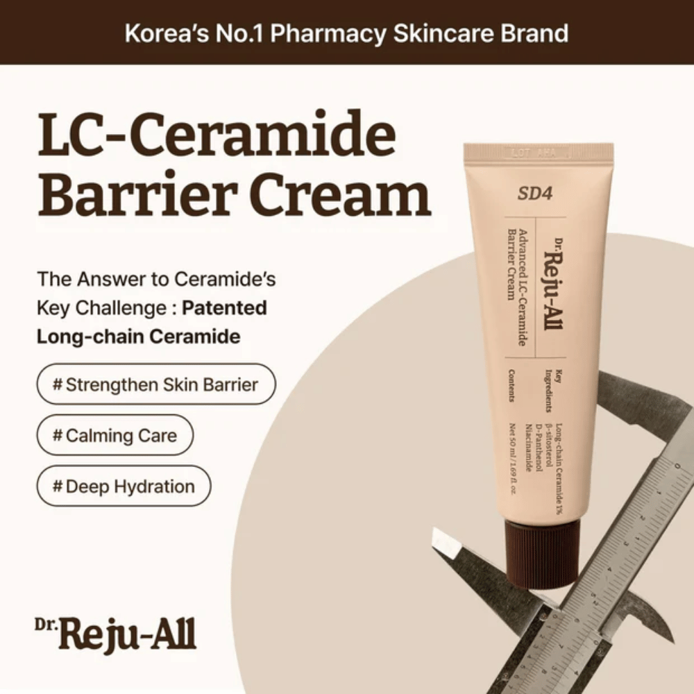 Dr. Reju-All Advanced LC-Ceramide Barrier Cream from Korea – barrier cream with patented long-chain ceramides for deep hydration, soothing care, and protection against external irritation.