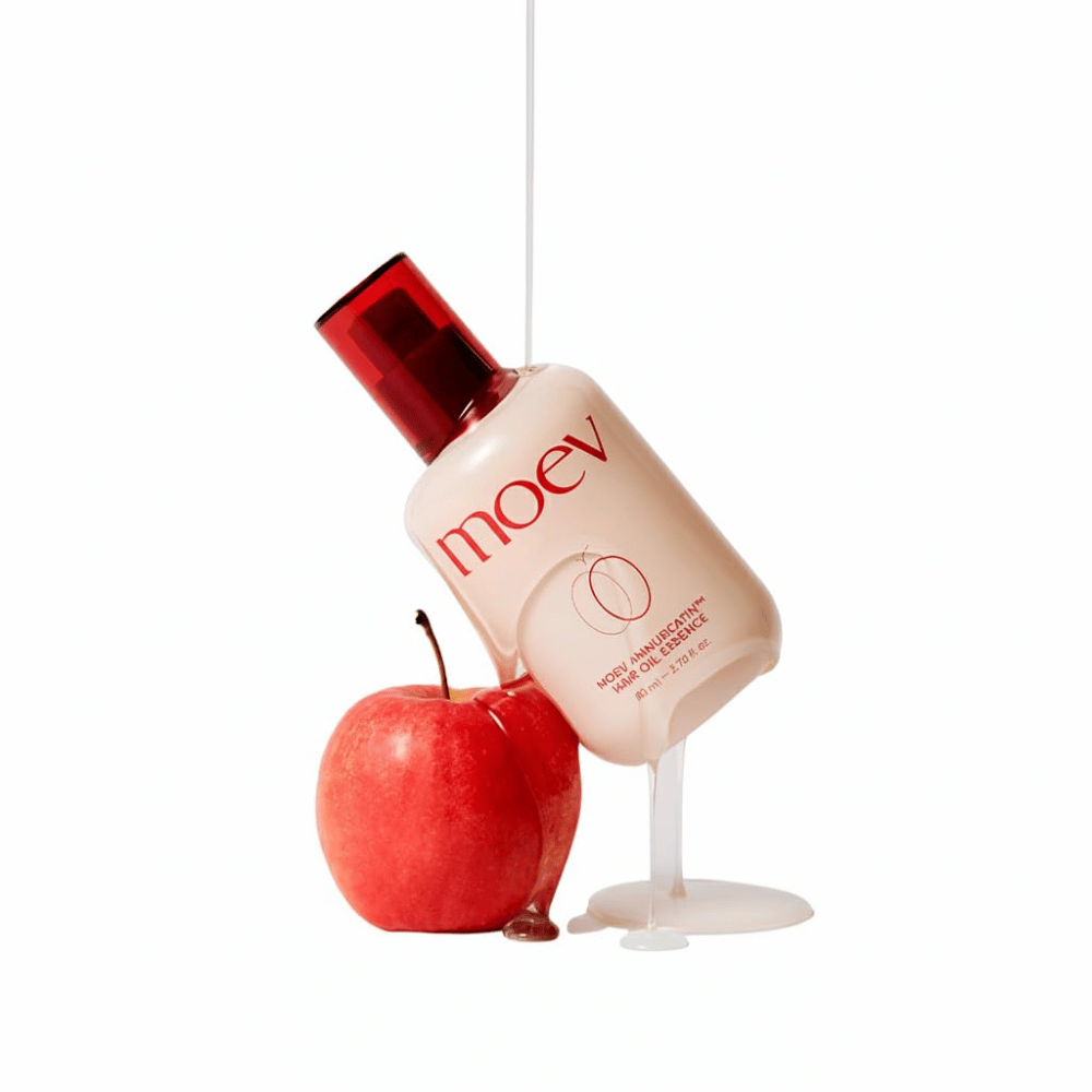 MOEV Annurcatin Hair Oil Essence with red apple – hair oil inspired by the antioxidants of Annurca apple for stronger, shinier, and healthier hair strands.