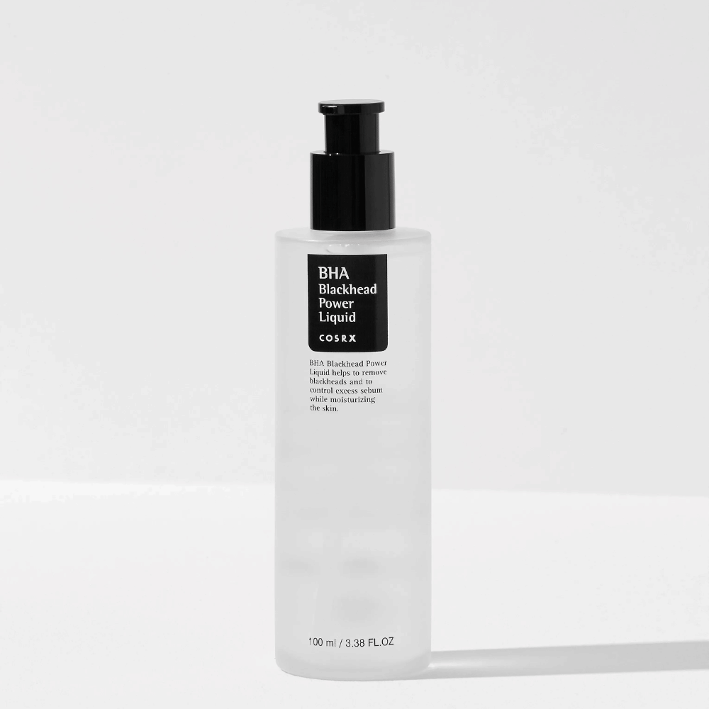 COSRX BHA Blackhead Power Liquid 100 ml – chemical exfoliator with salicylic acid (BHA) to reduce blackheads and deeply cleanse pores.