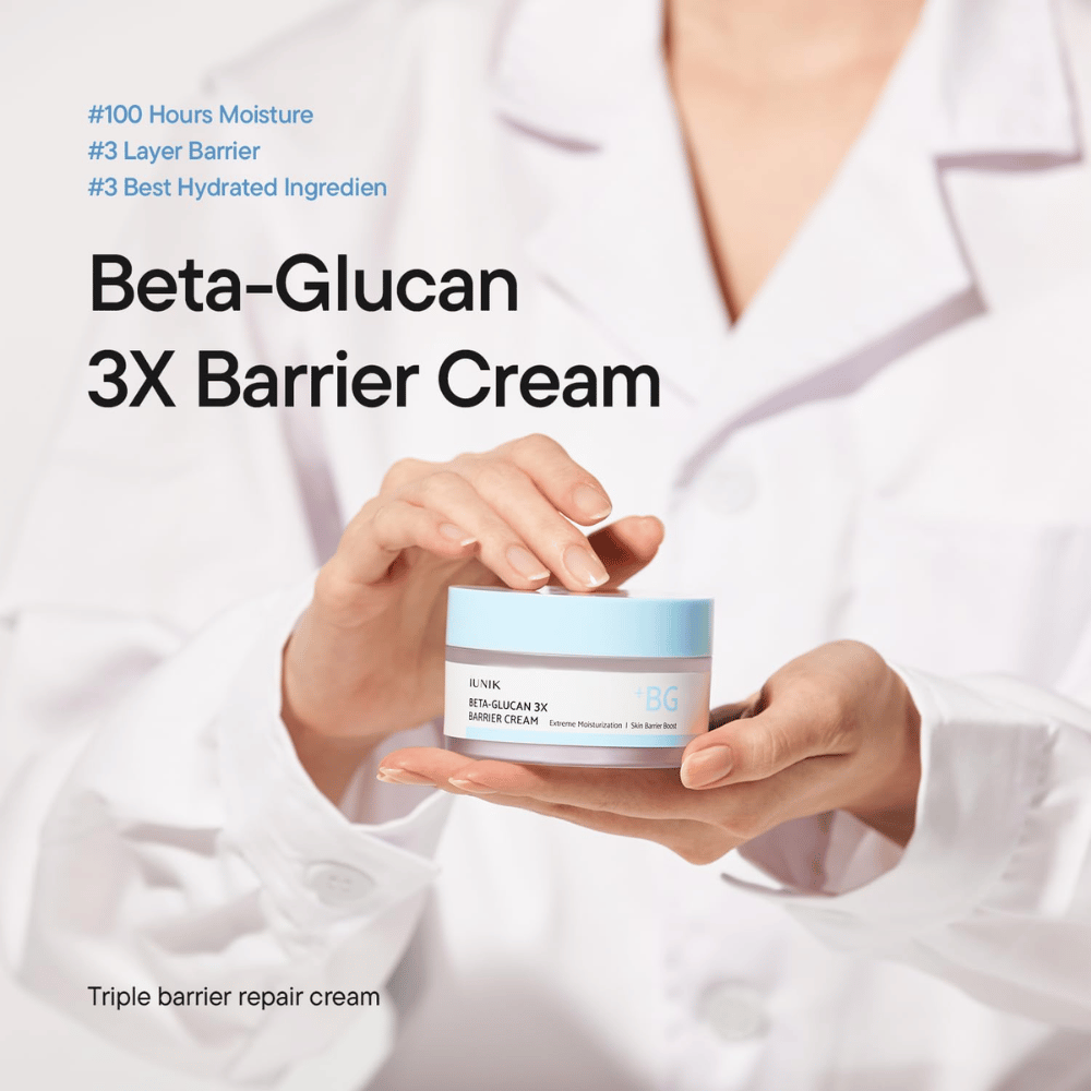 iUNIK Beta-Glucan 3X Barrier Cream moisturizing face cream for dry and sensitive skin with triple barrier care