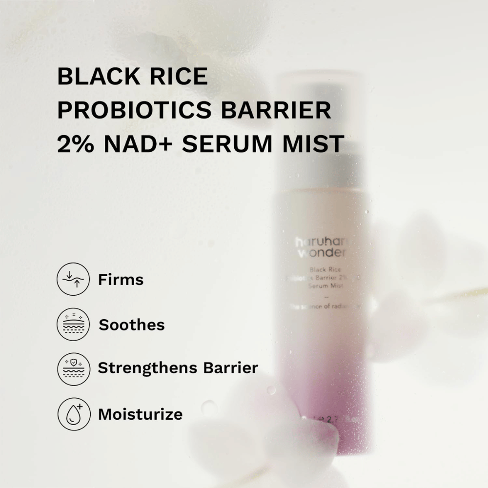 Haruharu Wonder Black Rice Probiotics Barrier 2% NAD+ Serum Mist – soothing and barrier-strengthening facial mist
