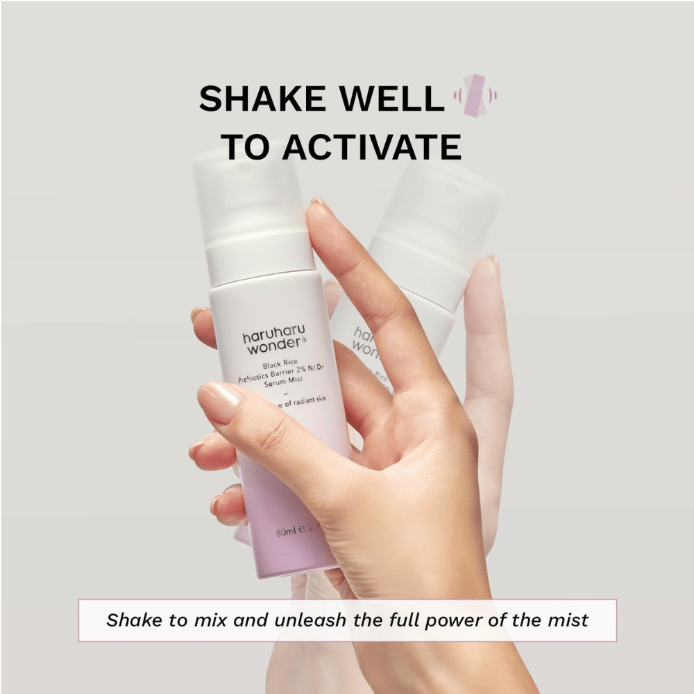 Haruharu Wonder Black Rice Probiotics Barrier 2% NAD+ Serum Mist – shake the bottle before use