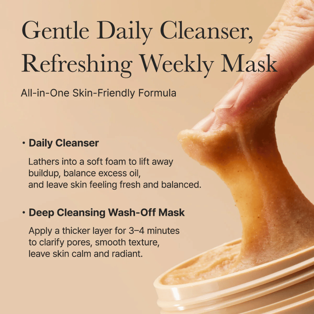 Close-up of Arencia Calendula Rice Mochi Cleanser – all-in-one formula that works as a daily cleanser and deep-cleansing mask.