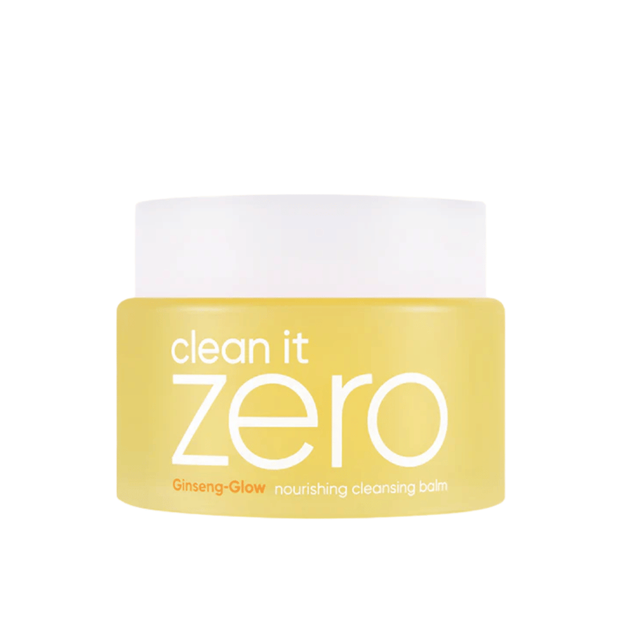 Clean It Zero Ginseng-Glow Nourishing Cleansing Balm in yellow jar on white background, a hydrating cleansing balm from BANILA CO that effectively removes makeup and impurities.