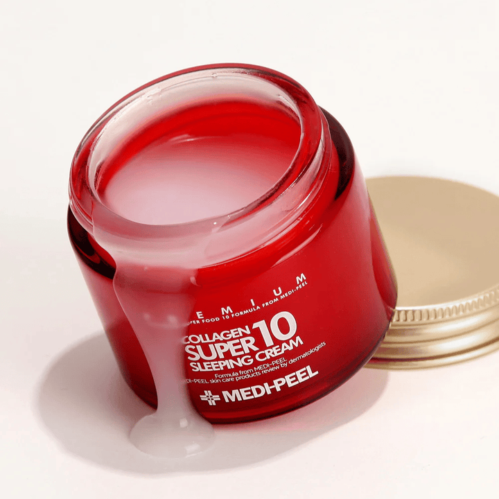 MEDI-PEEL Collagen Super 10 Sleeping Cream – Korean night cream with collagen that hydrates, strengthens the skin barrier, and provides suppleness overnight.