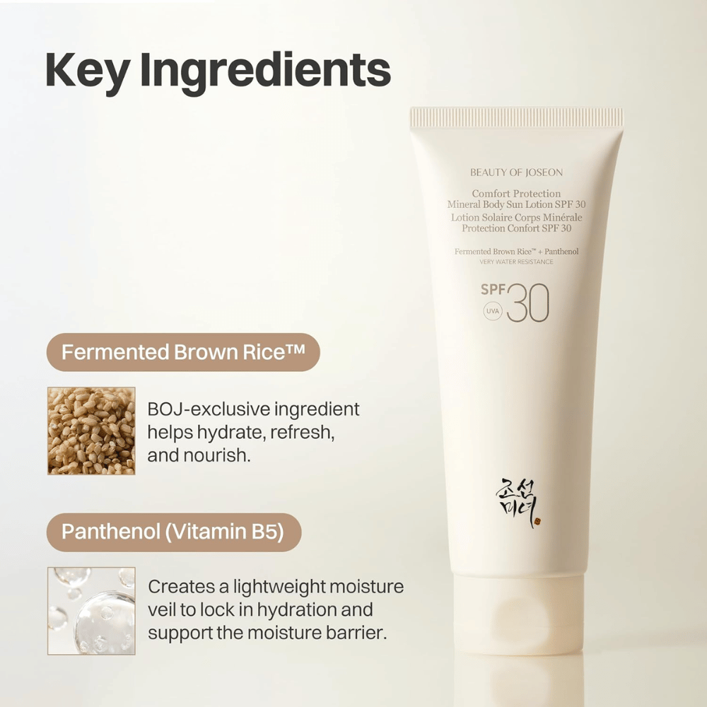 Beauty of Joseon Comfort Protection Mineral Body Sun Lotion SPF30 with fermented brown rice and panthenol
