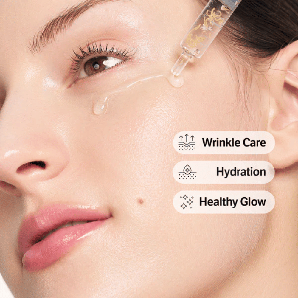SUNGBOON EDITOR Deep Collagen Silk Peptide Intensive Ampoule – light serum that absorbs quickly and helps to hydrate the skin as well as provide a more even and radiant skin tone.