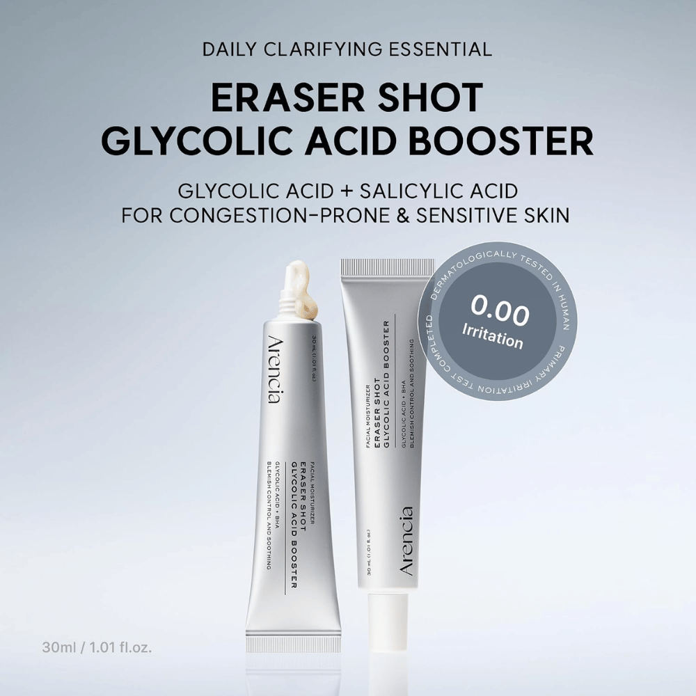 Arencia Eraser Shot Glycolic Acid Booster 30 ml – with glycolic acid and salicylic acid for clogged pores and sensitive skin