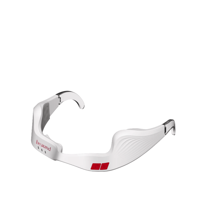 Cutout product image of Beaund Eye Rejuv in a minimalist white design with transparent details and intuitive control buttons.