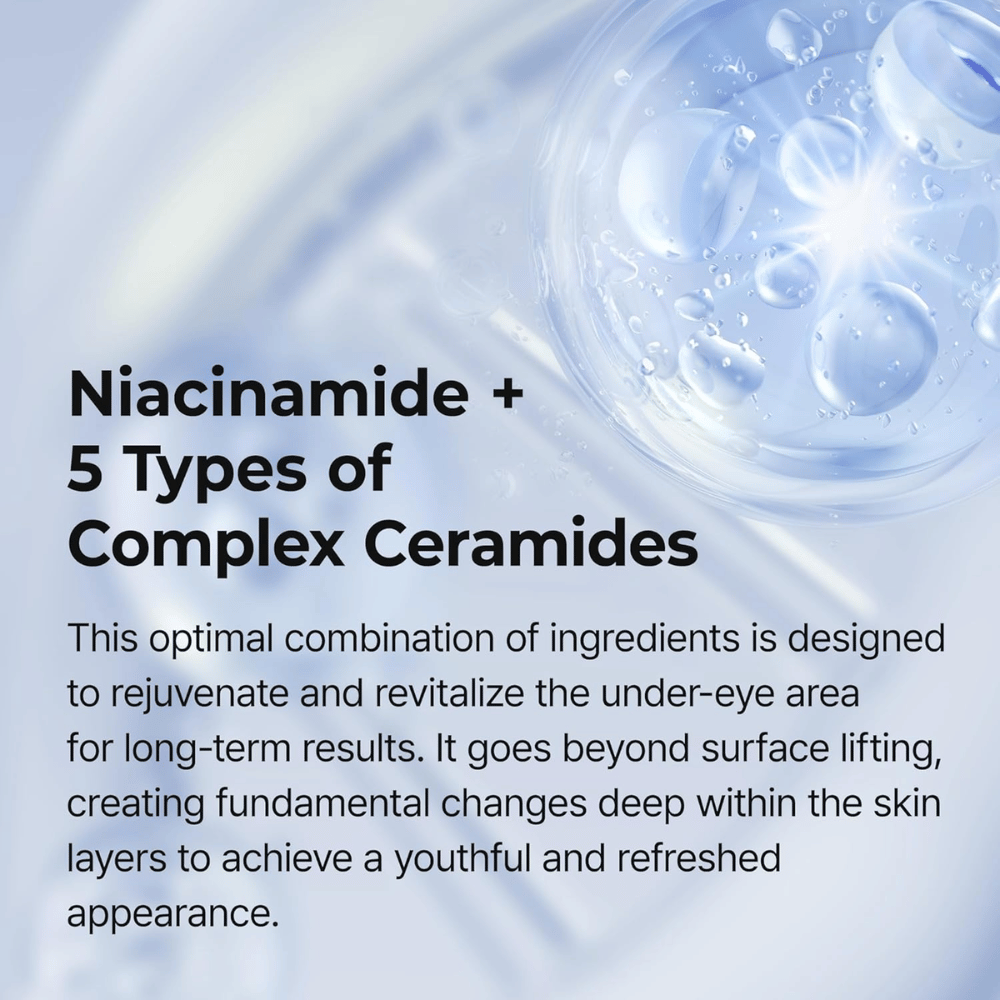Eye cream with niacinamide and ceramides that strengthen the skin barrier, deeply hydrate, and provide firmer as well as more even skin around the eye area