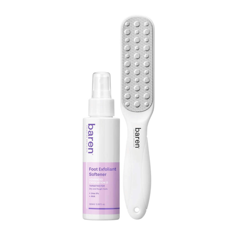BAREN Foot Callus Eraser Home Set – Foot Exfoliant Softener and double-sided foot file for dry feet and calluses