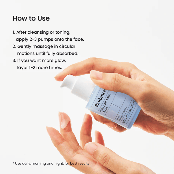 After cleansing or toner, apply 2–3 pumps to the face. Gently massage in circular motions until the serum is fully absorbed. For extra glow, apply an additional 1–2 layers. Use morning and evening.