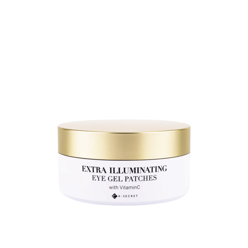 Burk med K-Secret Extra Illuminating Eye Gel Patches med vitamin C och guldlock.