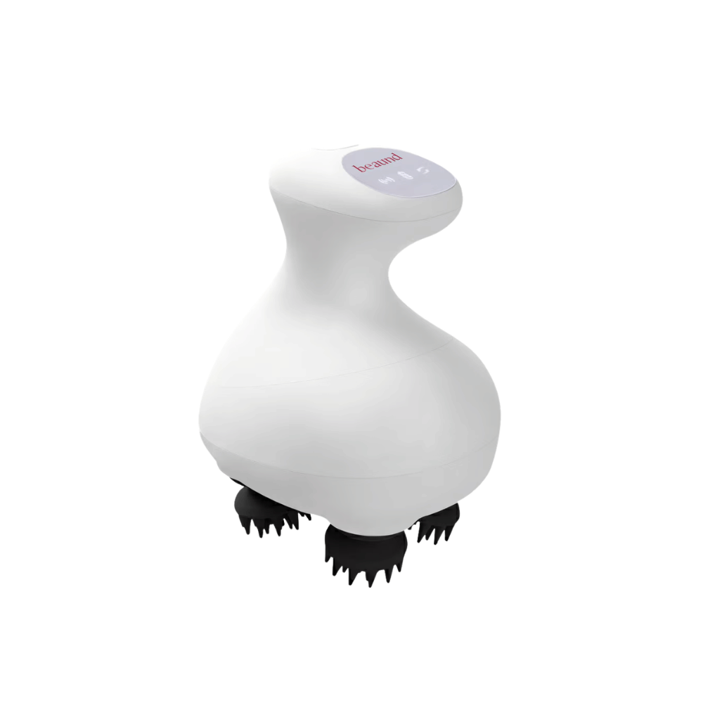 Beaund Lift Head Spa in use on the scalp. The image shows how the rotating massage heads work near the hair roots for a relaxing and refreshing scalp massage.