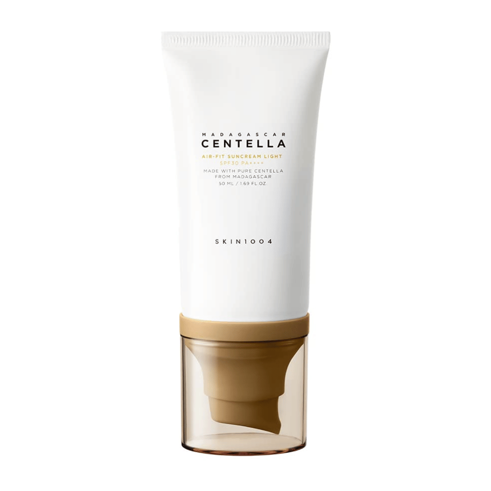 SKIN1004 Madagascar Centella Air-Fit Suncream Light SPF30 PA++++ – light sunscreen with centella asiatica that protects the skin, moisturizes, and is suitable for sensitive skin.
