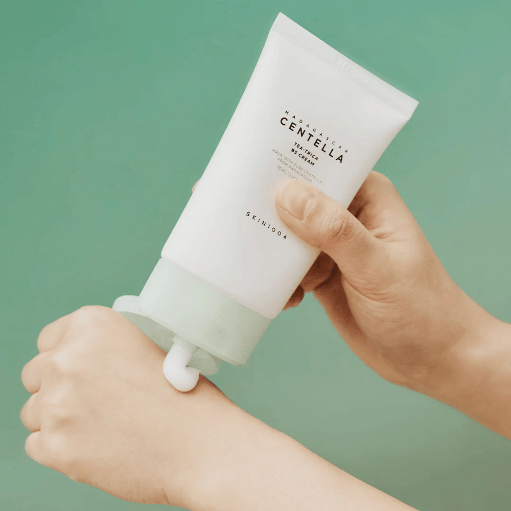 Moisturizing face cream from SKIN1004 with Tea-Trica and B5 that helps with acne, redness, and sensitive skin