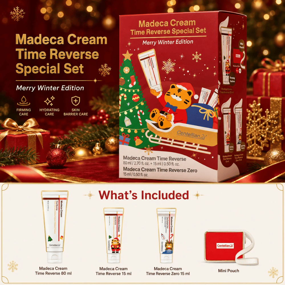 2. Centellian24 Madeca Cream Time Reverse Special Set Merry Winter Edition – gift set with three face creams and a mini bag