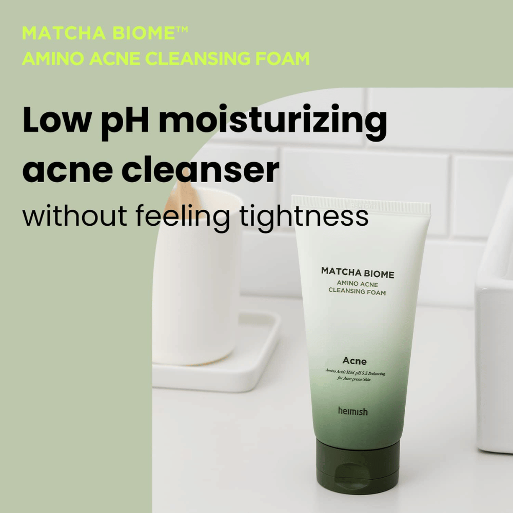Heimish Matcha Biome Amino Acne Cleansing Foam – hydrating acne cleanser without drying feeling, perfect for daily use
