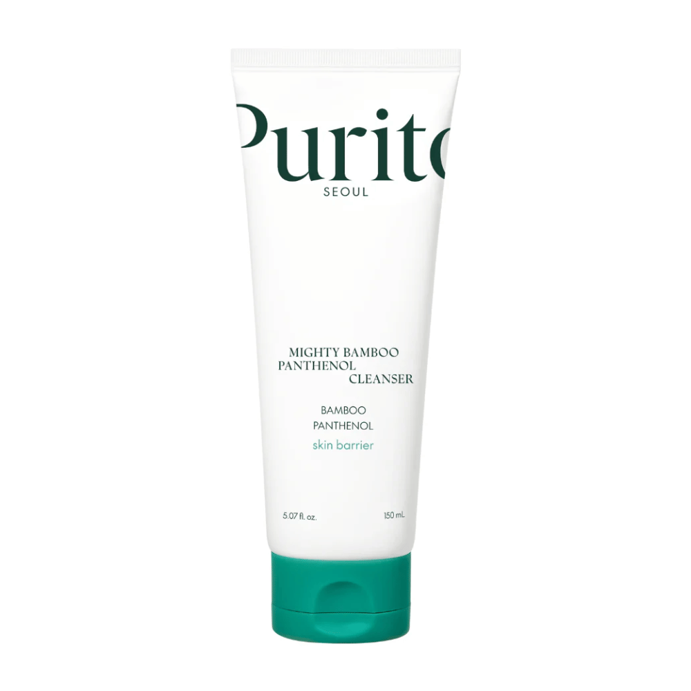 Purito Mighty Bamboo Panthenol Cleanser – a mild, vegan facial cleanser with bamboo and panthenol that strengthens the skin barrier and cleanses without drying out.