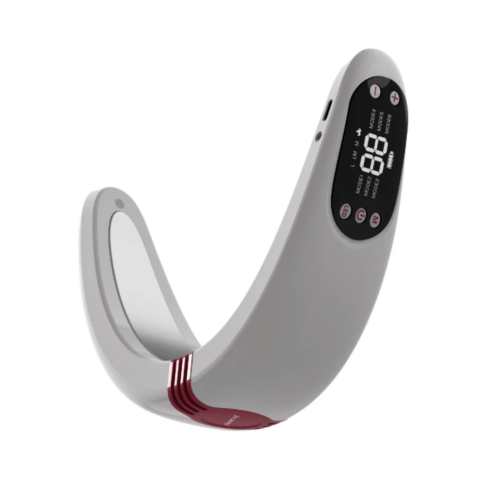 Angled image of Beaund Nmode Pro showing the ergonomic U-shaped construction. The design is developed to provide close contact with the treatment area.