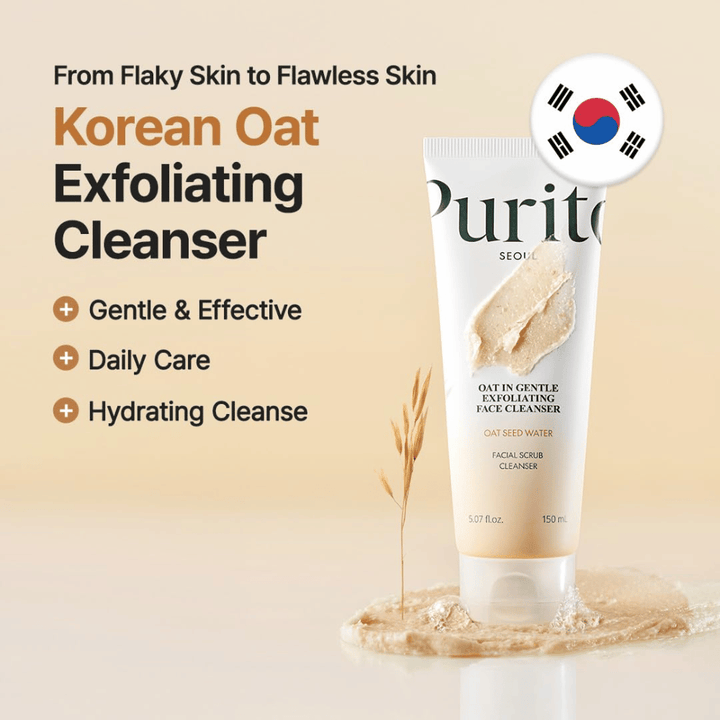 Purito Oat In Gentle Exfoliating Face Cleanser 150 ml – Korean face wash with oat particles for daily gentle exfoliator