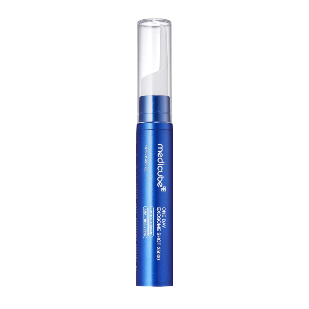 Medicube One Day Exosome Shot 25000 ampoule with precision tip for application and formula that targets pores and skin texture
