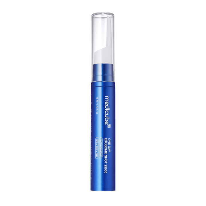 Medicube One Day Exosome Shot 25000 ampoule with precision tip for application and formula that targets pores and skin texture