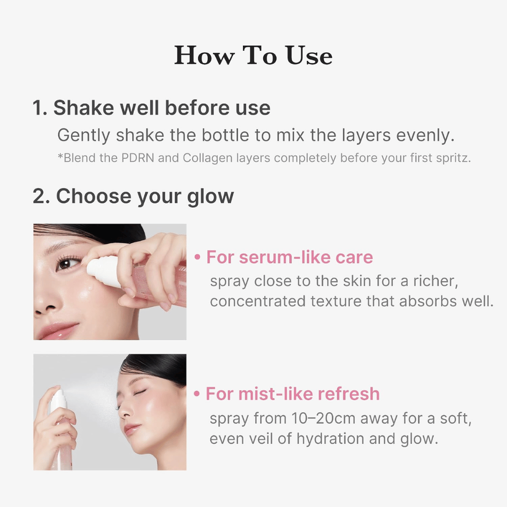 2. Medicube PDRN Pink Collagen Glow Jelly Mist Serum – use as a hydrating face mist or concentrated serum