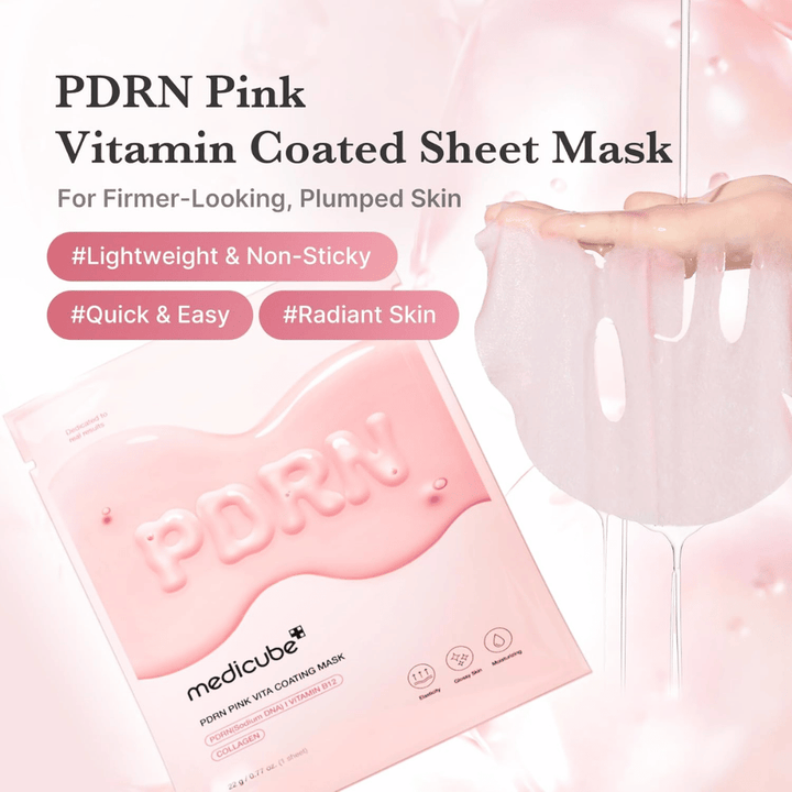 Product image with mask and packaging – focus on moisturizing Sheet mask with a light, non-sticky feel.