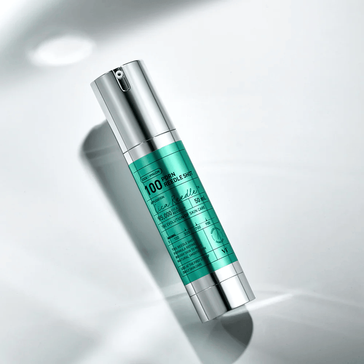 VT Cosmetics PDRN Reedle Shot 100 serum in a pump bottle with a microneedling effect that improves skin texture and stimulates renewal