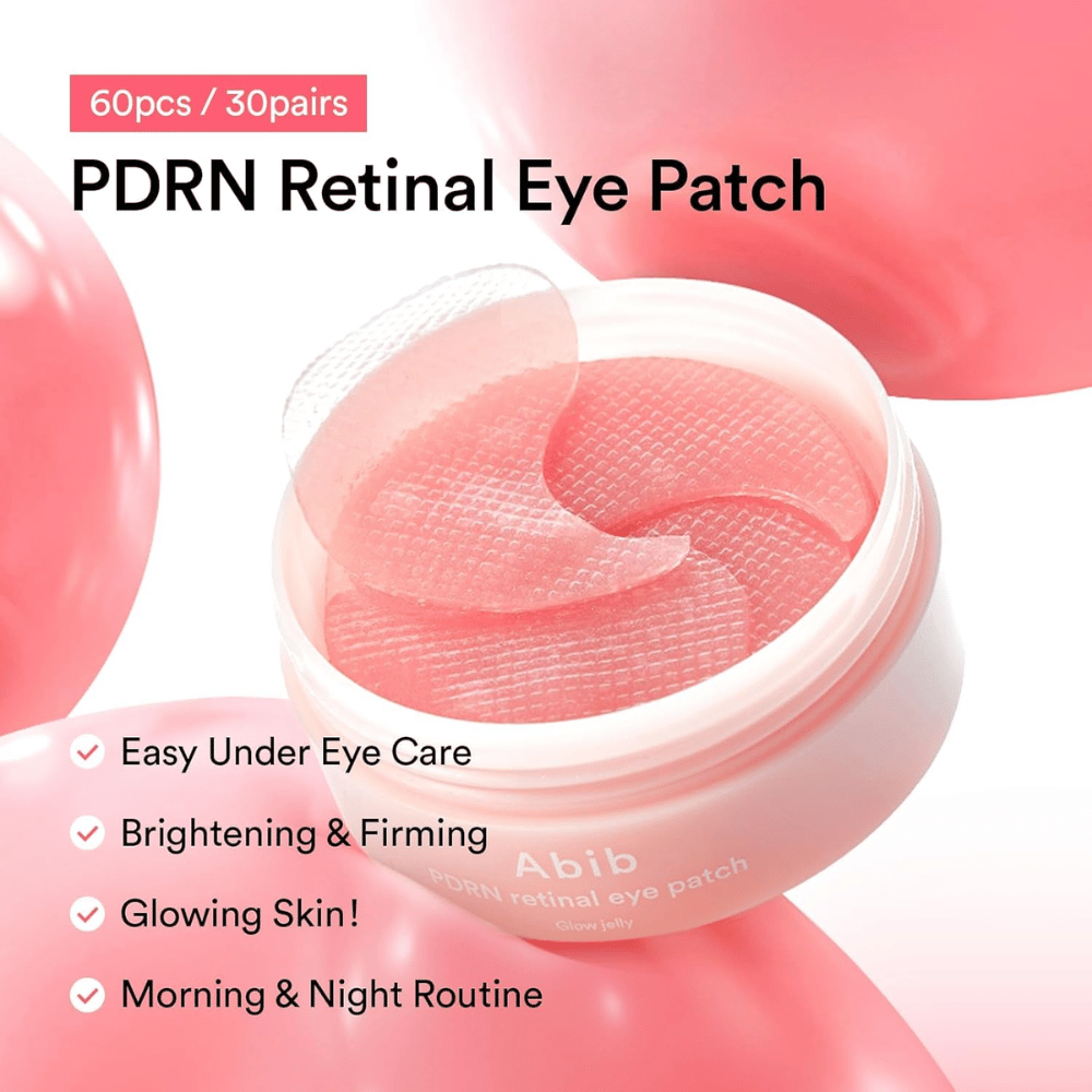 Abib PDRN Retinal Eye Patch Glow Jelly 60 patches for hydration, firming, and radiance – perfect for morning and evening routine.