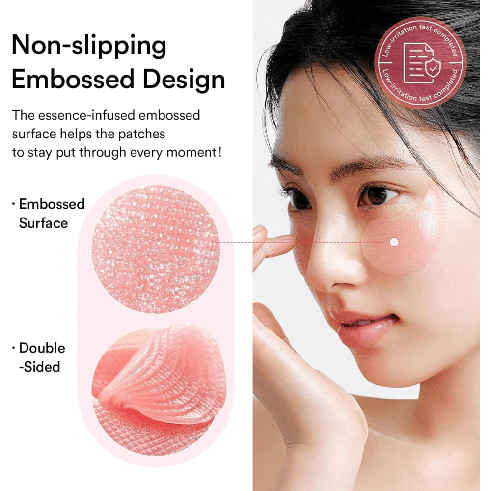 Abib PDRN Retinal Eye Patch Glow Jelly with embossed surface that stays in place and provides intensive care under the eyes against dark circles and fine lines.