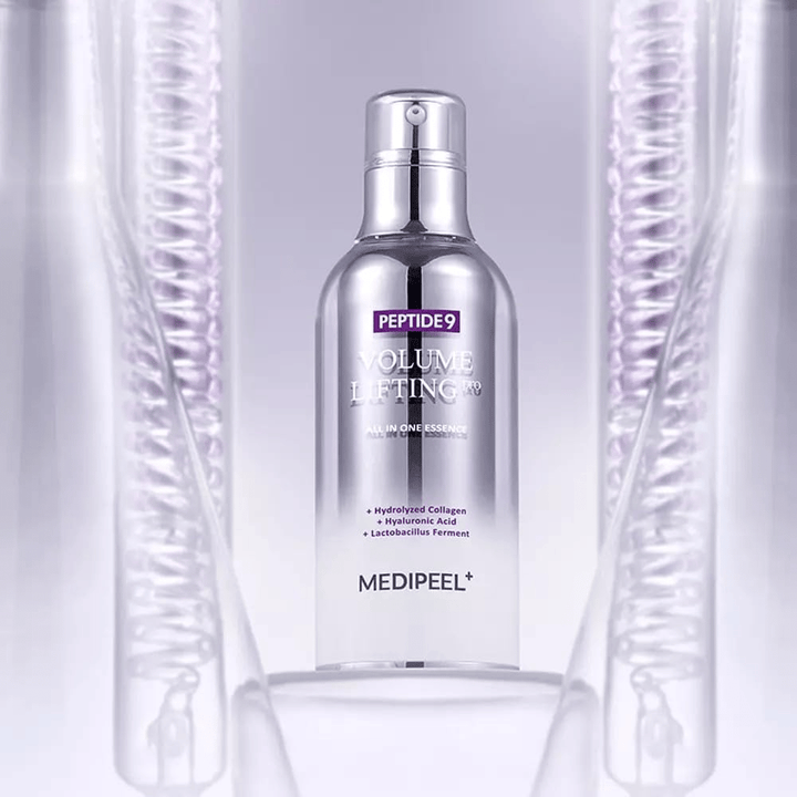 Medi-Peel Peptide 9 Volume Lifting Essence skincare – Korean essence with peptides and collagen that helps to reduce fine lines and strengthen the skin barrier.