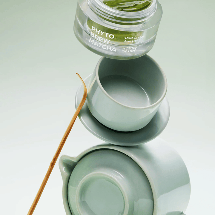 House of Hur matcha cream with a unique dual formula that combines a light gel and a nourishing cream for customized skincare