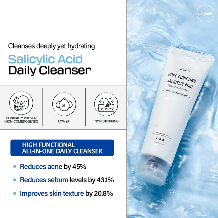 Jumiso Salicylic Acid Foaming Cleanser 0.5% – deep-cleansing Korean face wash that reduces acne, regulates sebum, and improves skin texture