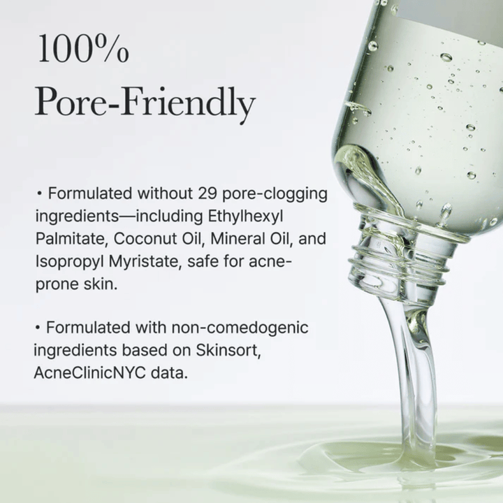 Close-up of Arencia Pore Melt Mochi Cleansing Oil being poured, showing light oil texture that emulsifies quickly and cleans pores deeply without clogging.