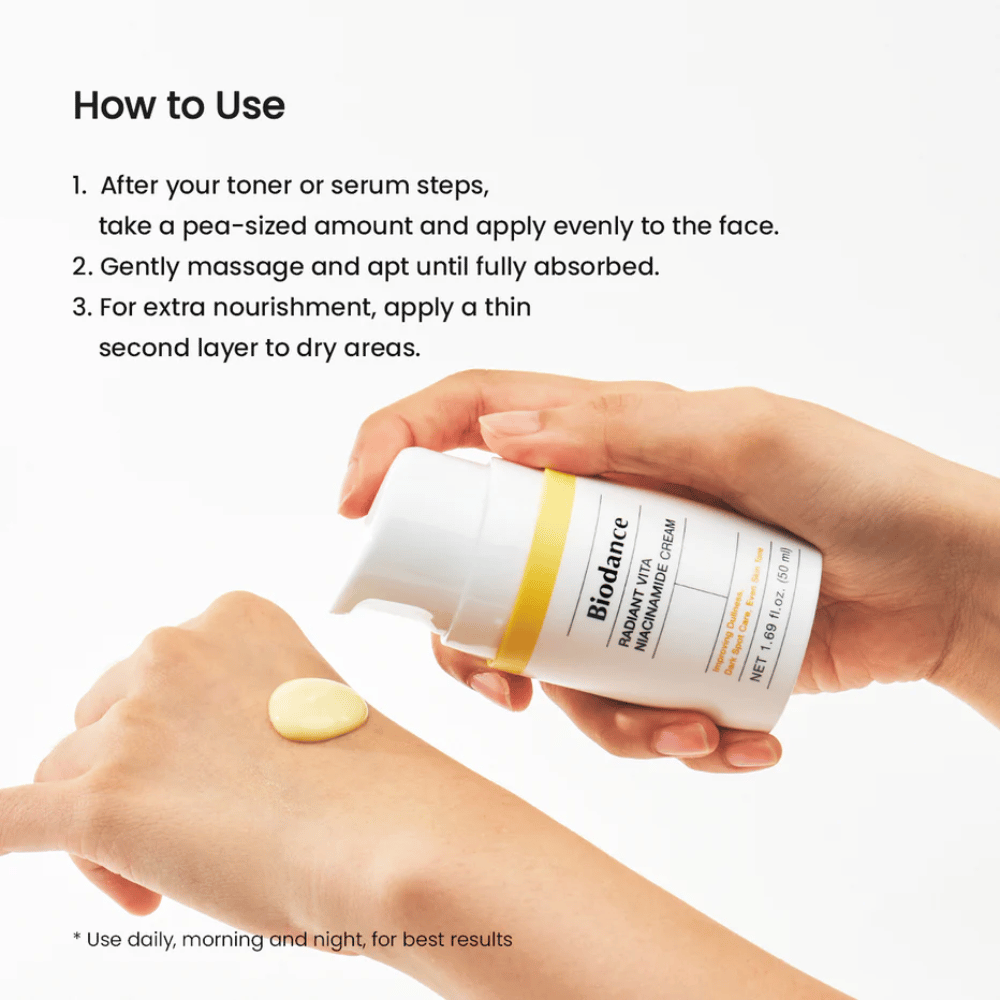 How to use Biodance niacinamide cream – application after toner or serum