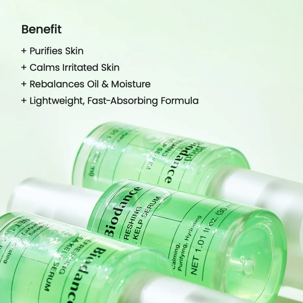 Biodance Refreshing Sea Kelp Serum – lightweight facial serum that soothes, purifies, and balances oily and combination skin.