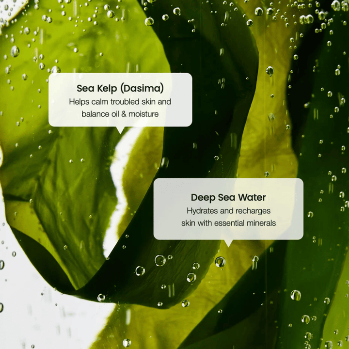 Sea kelp extract and deep sea water in Biodance Refreshing Sea Kelp Serum – hydrates and balances the skin.