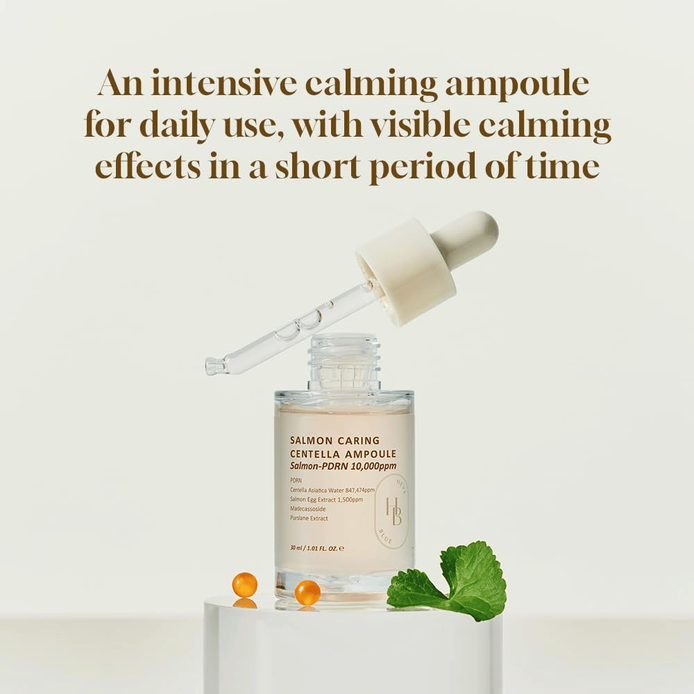 Heveblue Salmon Caring Centella Ampoule 30 ml with PDRN and centella asiatica – intensely soothing ampoule for daily use and visible skin improvement