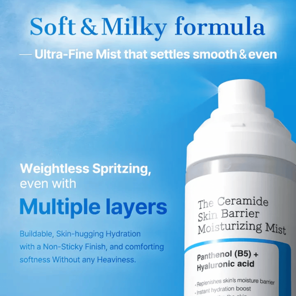 COSRX Ceramide Skin Barrier Mist – soft and milky formula that provides light hydration without stickiness.