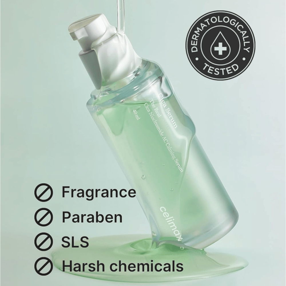 Celimax The Real Cica Niacinamide AC Calming Serum dermatologically tested and fragrance-free