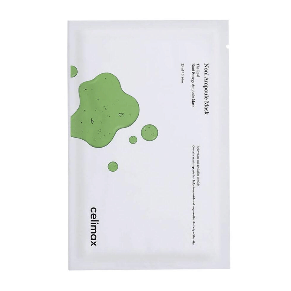 The Real Noni Ampoule Mask from Celimax is a moisturizing face mask that helps improve skin elasticity and texture. Enriched with noni extract, this mask provides intensive nourishment and gives the skin a fresh glow. Perfect for a refreshing and soothing skincare treatment!