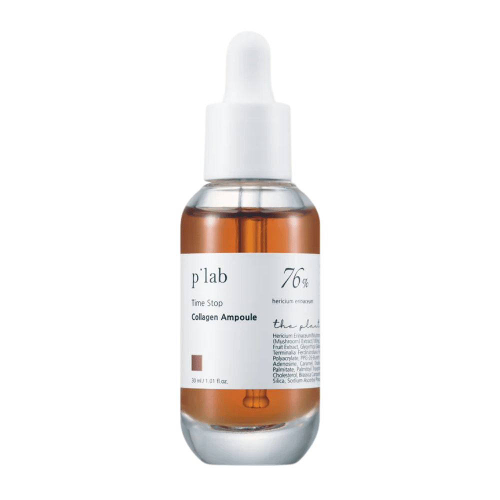p’lab Time Stop Collagen Ampoule – Anti-aging ampoule for firmer and hydrated skin.

🍄 76% Hericium Erinaceum extract – Strengthens the skin's elasticity and promotes collagen production.
💧 Deeply hydrating – Provides nourishment and improves skin texture.
✨ Anti-aging effect – Reduces fine lines and gives a youthful glow.

Perfect for firmer and more radiant skin!