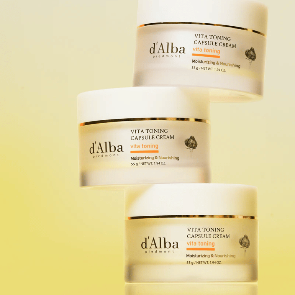 d'Alba Vita Toning Capsule Cream product image – Korean face cream with vitamin capsules that helps to improve the skin's glow and elasticity.