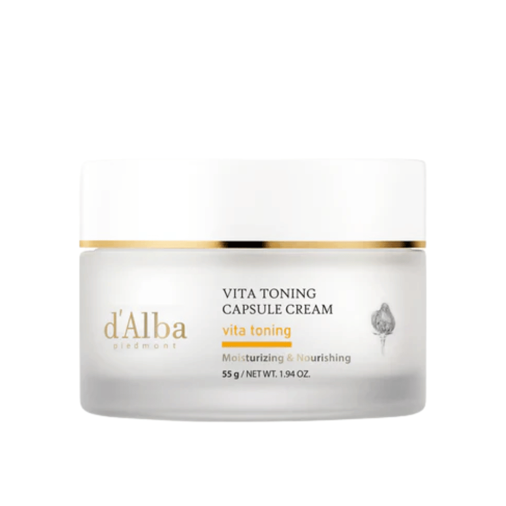 d'Alba Vita Toning Capsule Cream face cream – Korean glow cream with vitamin capsules that helps to moisturize the skin and give a more even, radiant skin tone.